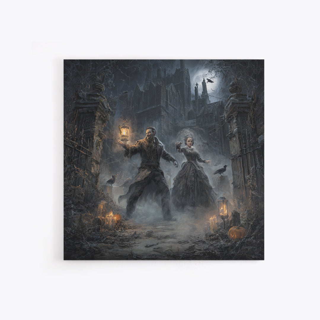 The Ghost Wedding, Square Wall Art, Gothic Horror Wall Art, Framed Canvas Print, Halloween Wall Decor, Gothic Home Decor, Halloween Decor