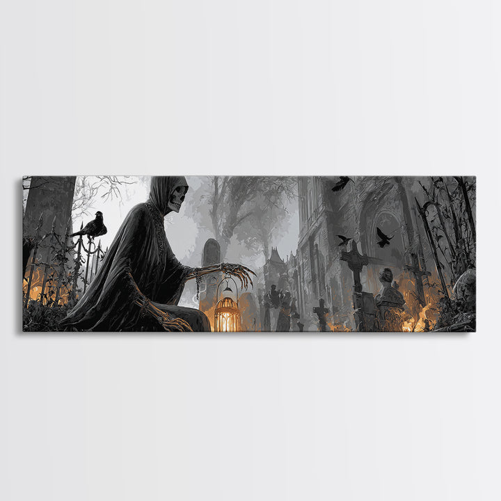 The Ghost Wedding, Extra Wide Wall Art, Dark Halloween Decor, Canvas Print, Halloween Wall Decor, Gothic Home Decor, Dark Fantasy Art