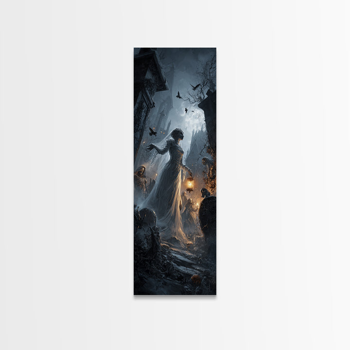 The Ghost Wedding, Tall Narrow Wall Art, Dark Fantasy Wall Art, Canvas Print, Halloween Wall Decor, Gothic Home Decor, Halloween Wall Art