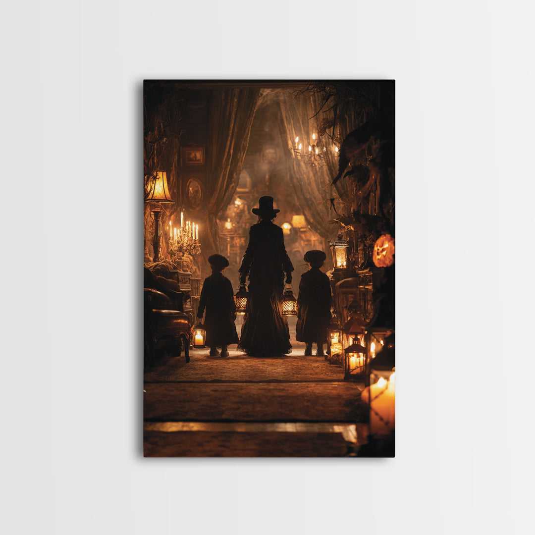 The Trick-Or-Treat Procession, Vertical Wall Art, Dark Fantasy Wall Art, Canvas Print, Halloween Wall Decor, Gothic Home Decor