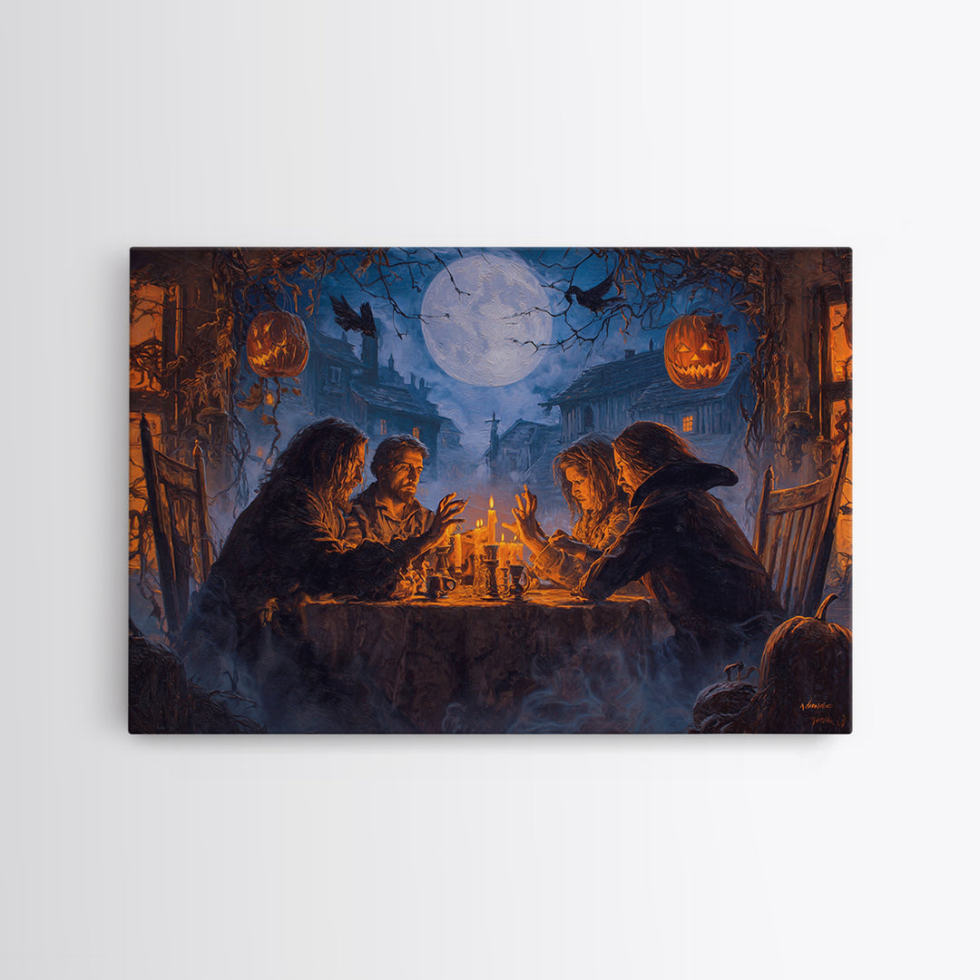 The Candlelit Seance, Landscape Wall Art, Gothic Horror Wall Art, Framed Canvas Print, Halloween Wall Decor, Gothic Home Decor