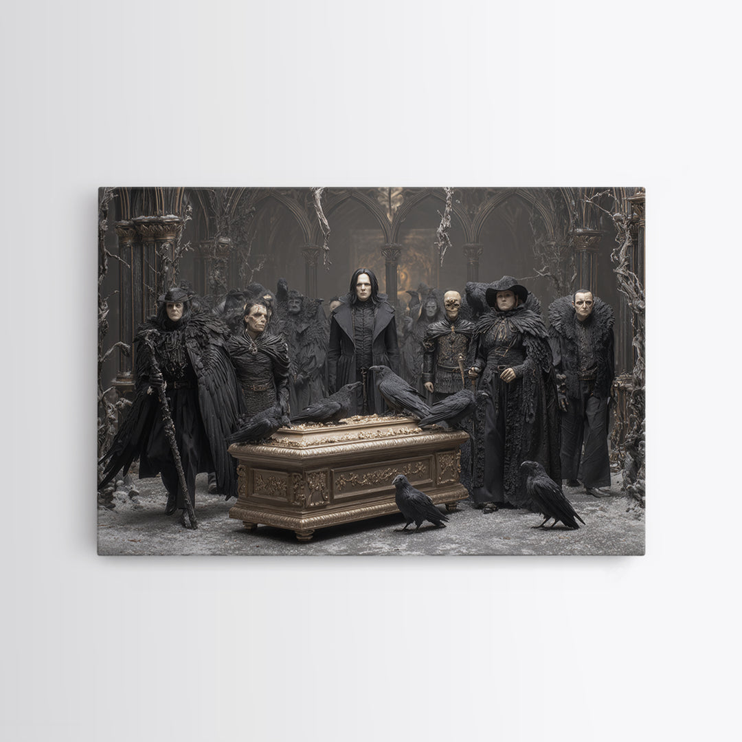 The Raven Funeral, Landscape Wall Art, Spooky Home Decor, Canvas Print, Halloween Wall Decor, Gothic Home Decor, Horror Wall Art