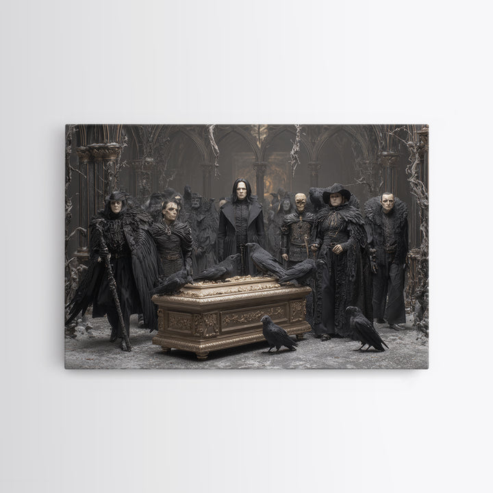 The Raven Funeral, Landscape Wall Art, Spooky Home Decor, Canvas Print, Halloween Wall Decor, Gothic Home Decor, Horror Wall Art