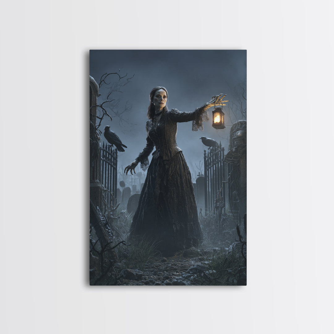 The Graveyard Dance, Vertical Wall Art, Dark Fantasy Wall Art, Canvas Print, Halloween Wall Decor, Gothic Home Decor, Statement Wall Art