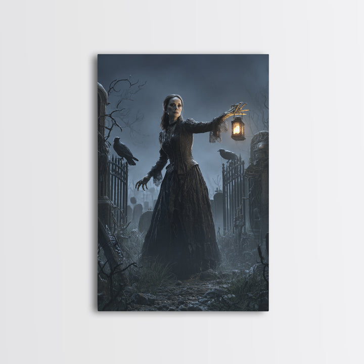The Graveyard Dance, Vertical Wall Art, Dark Fantasy Wall Art, Canvas Print, Halloween Wall Decor, Gothic Home Decor, Statement Wall Art