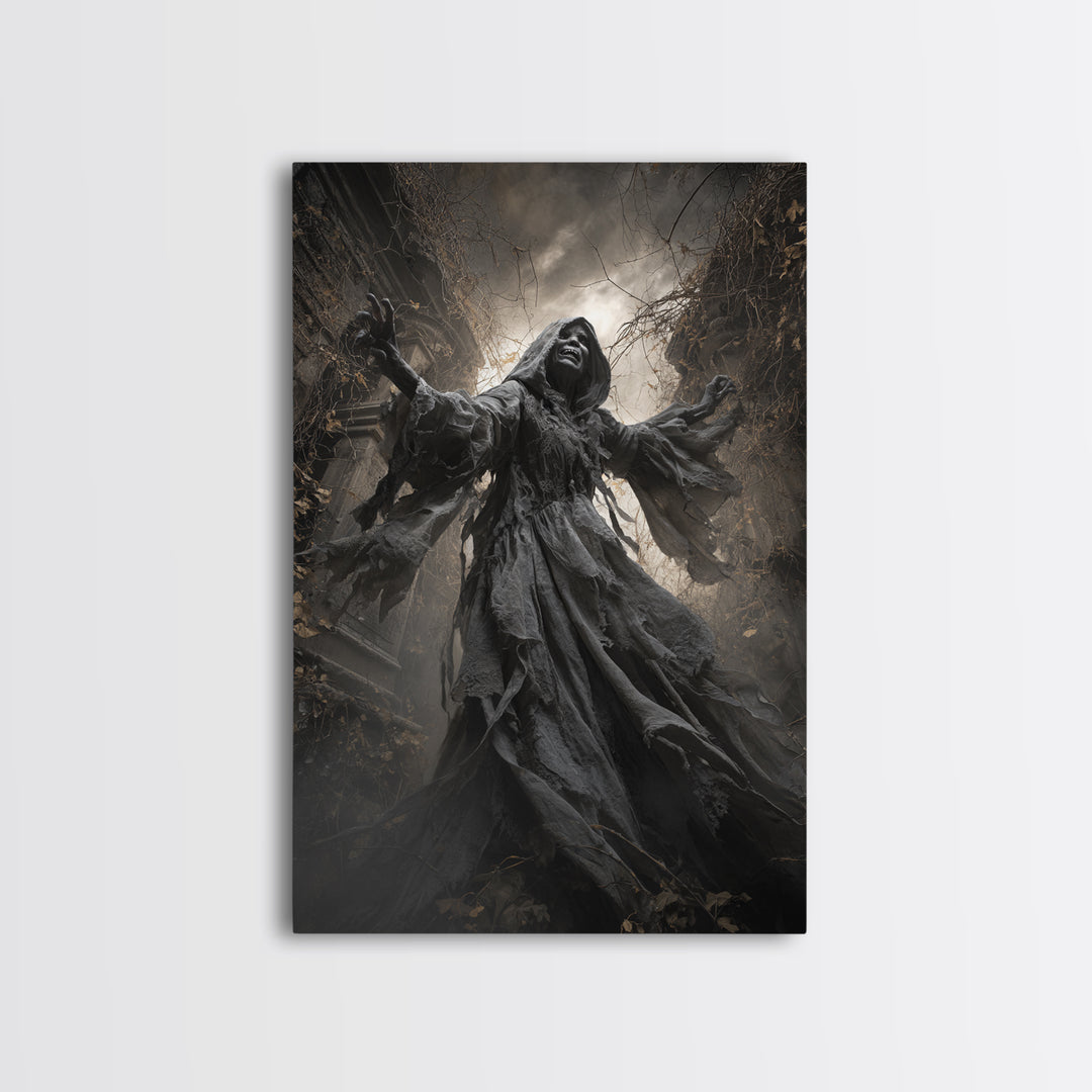 The Haunted Hayride, Vertical Wall Art, Dark Halloween Decor, Canvas Print, Halloween Wall Decor, Gothic Home Decor, Horror Wall Art