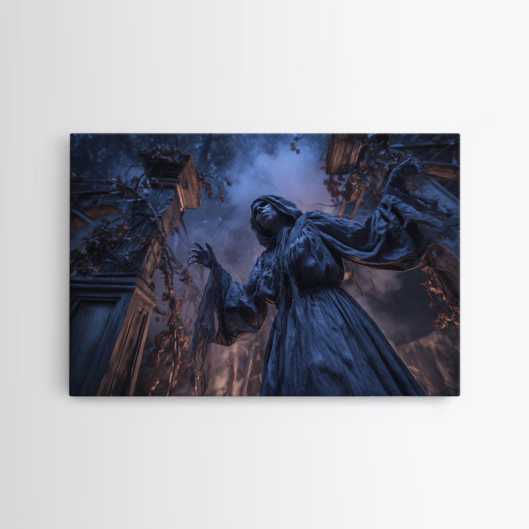 The Haunted Hayride, Landscape Wall Art, Gothic Horror Wall Art, Framed Canvas Print, Halloween Wall Decor, Gothic Home Decor