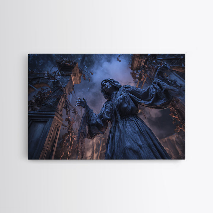 The Haunted Hayride, Landscape Wall Art, Gothic Horror Wall Art, Framed Canvas Print, Halloween Wall Decor, Gothic Home Decor