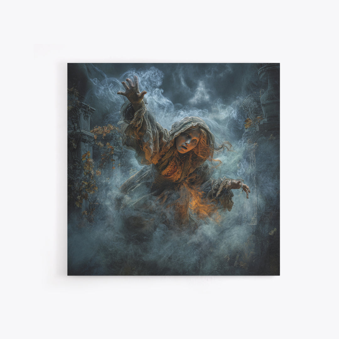 The Haunted Hayride, Square Wall Art, Haunted Gothic Art, Framed Canvas Print, Halloween Wall Decor, Gothic Home Decor, Statement Wall Art