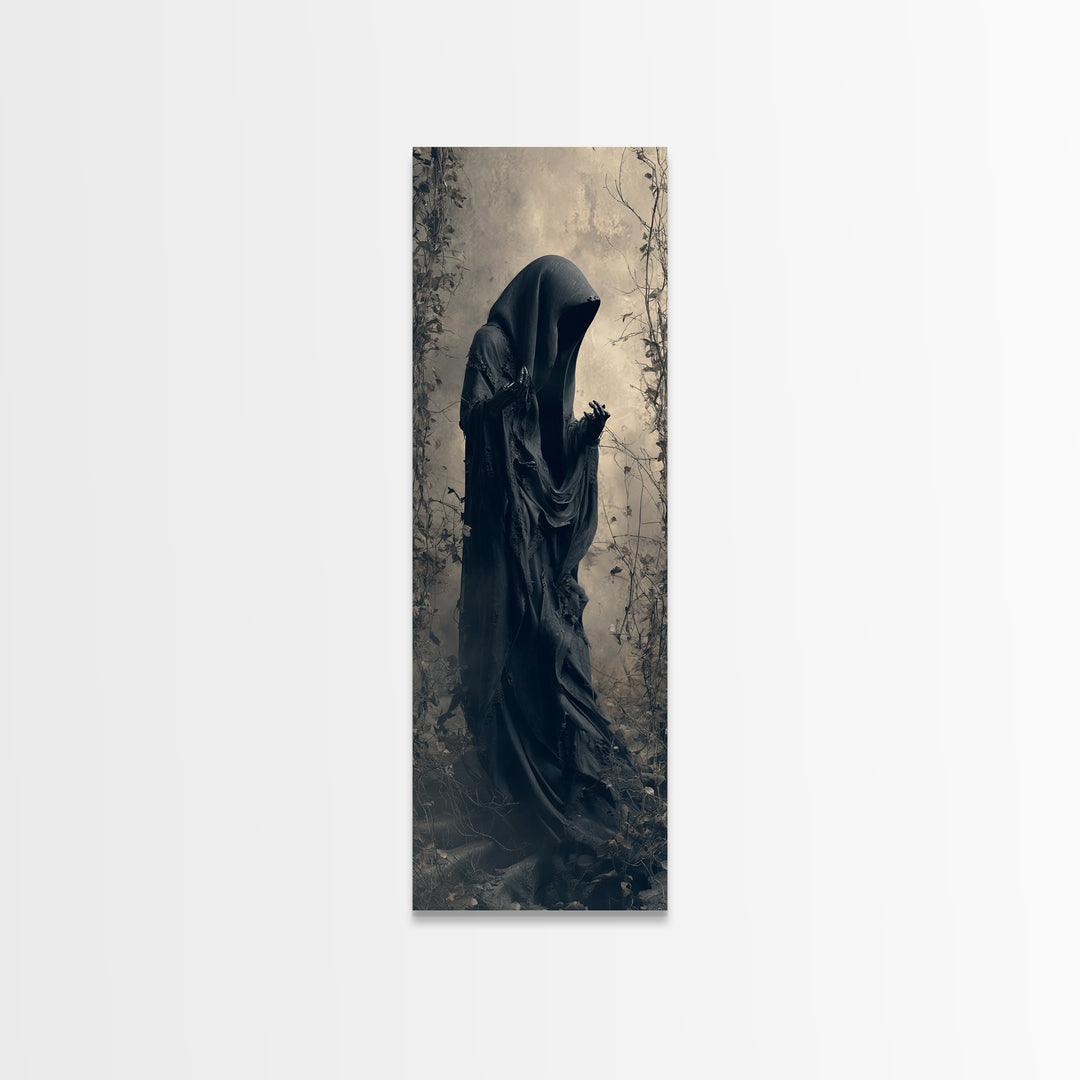 The Haunted Hayride, Tall Narrow Wall Art, Gothic Horror Wall Art, Framed Canvas Print, Halloween Wall Decor, Gothic Home Decor