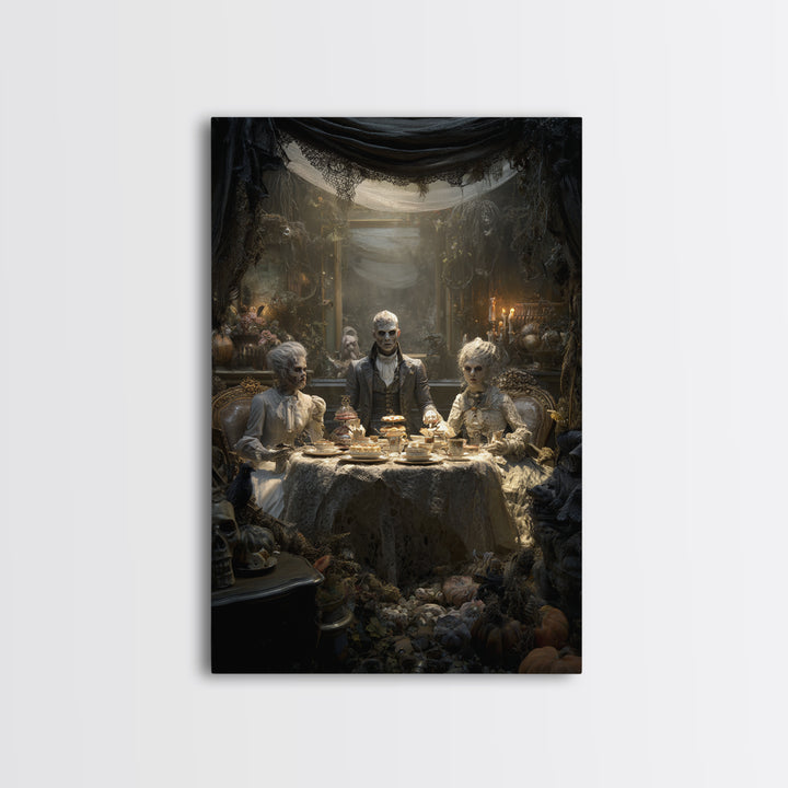 The Zombie Picnic, Vertical Wall Art, Spooky Home Decor, Canvas Print, Halloween Wall Decor, Gothic Home Decor, Halloween Wall Art