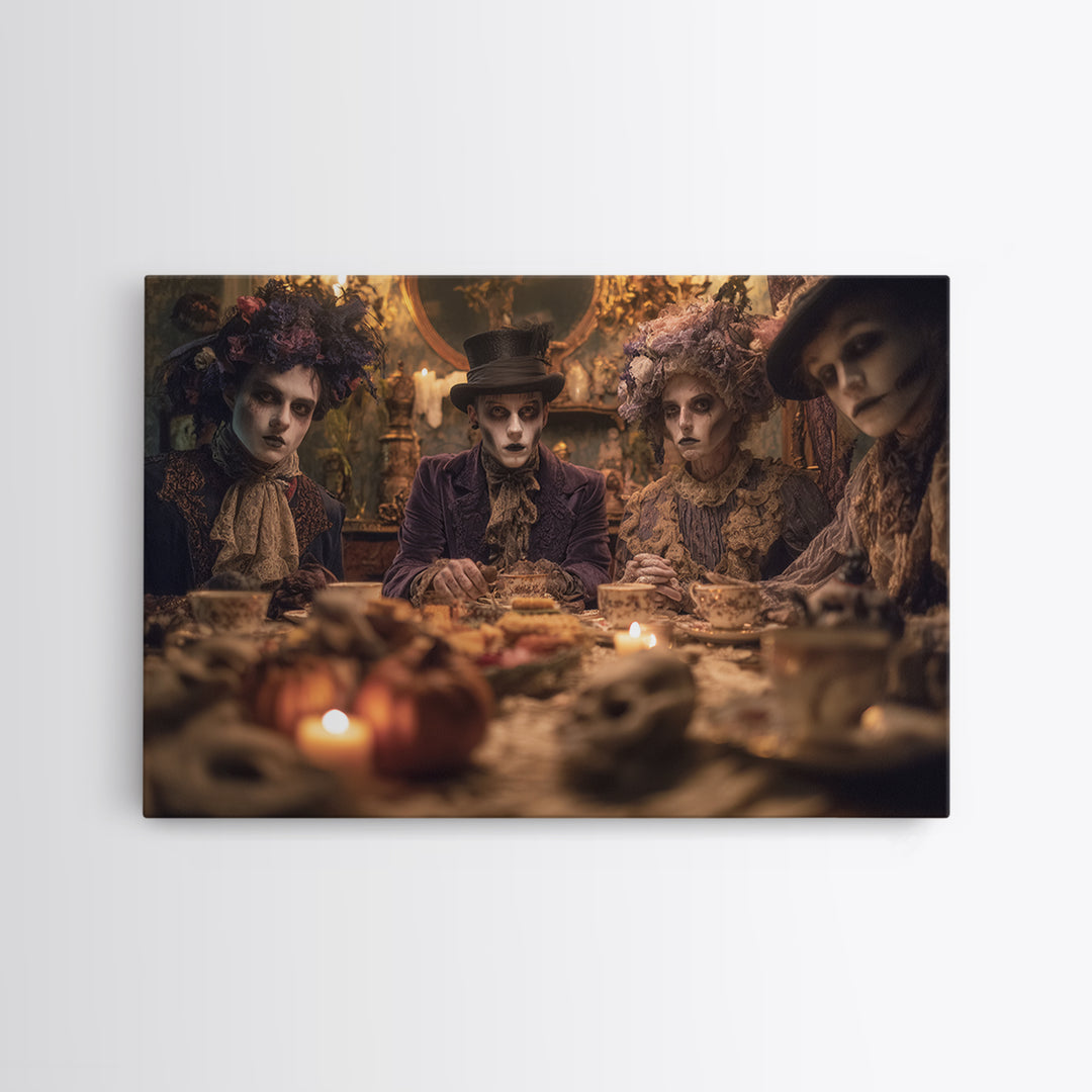 The Zombie Picnic, Landscape Wall Art, Gothic Horror Wall Art, Framed Canvas Print, Halloween Wall Decor, Gothic Home Decor