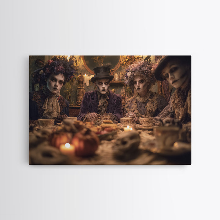 The Zombie Picnic, Landscape Wall Art, Gothic Horror Wall Art, Framed Canvas Print, Halloween Wall Decor, Gothic Home Decor