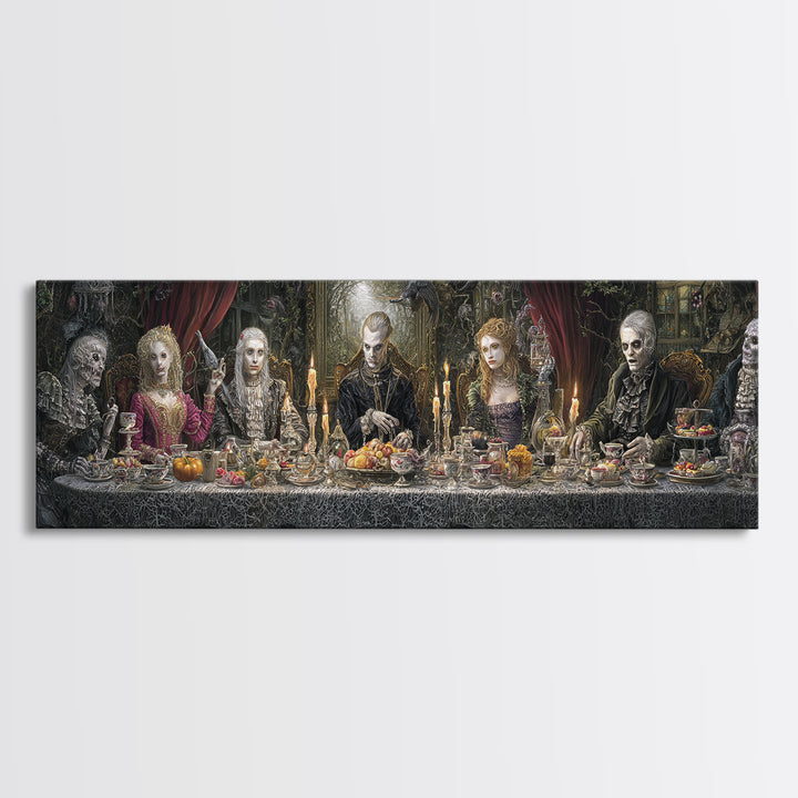 The Zombie Picnic, Extra Wide Wall Art, Dark Halloween Decor, Canvas Print, Halloween Wall Decor, Gothic Home Decor, Spooky Wall Decor