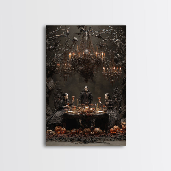 The Vampire Banquet, Vertical Wall Art, Dark Fantasy Wall Art, Canvas Print, Halloween Wall Decor, Gothic Home Decor, Spooky Wall Decor