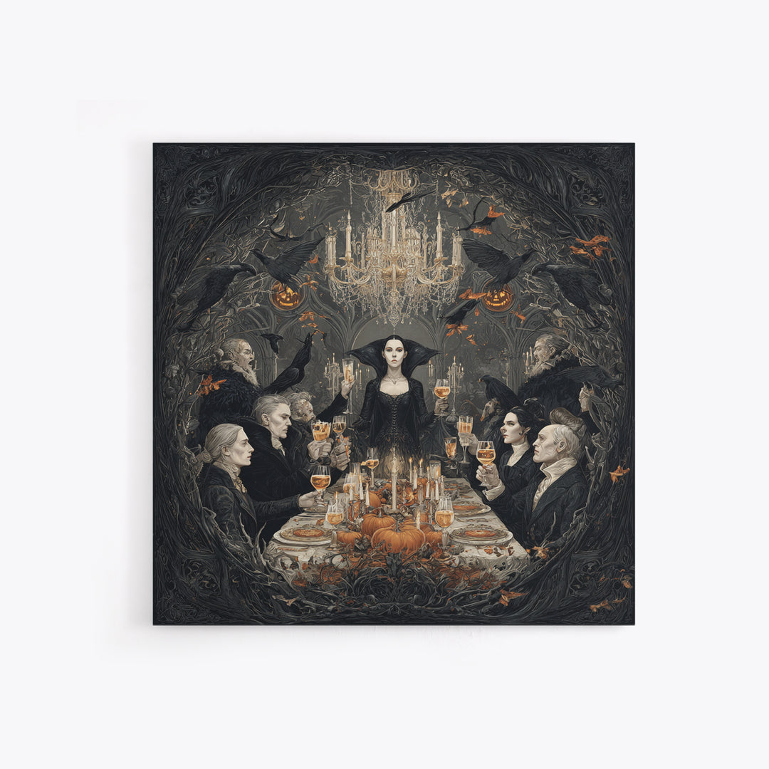 The Vampire Banquet, Square Wall Art, Dark Fantasy Wall Art, Canvas Print, Halloween Wall Decor, Gothic Home Decor, Seasonal Home Decor