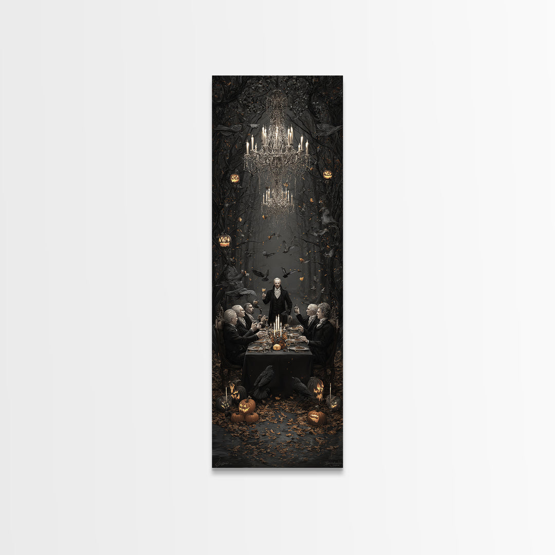 The Vampire Banquet, Tall Narrow Wall Art, Spooky Home Decor, Canvas Print, Halloween Wall Decor, Gothic Home Decor, Spooky Wall Decor