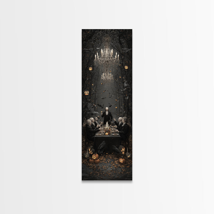 The Vampire Banquet, Tall Narrow Wall Art, Spooky Home Decor, Canvas Print, Halloween Wall Decor, Gothic Home Decor, Spooky Wall Decor