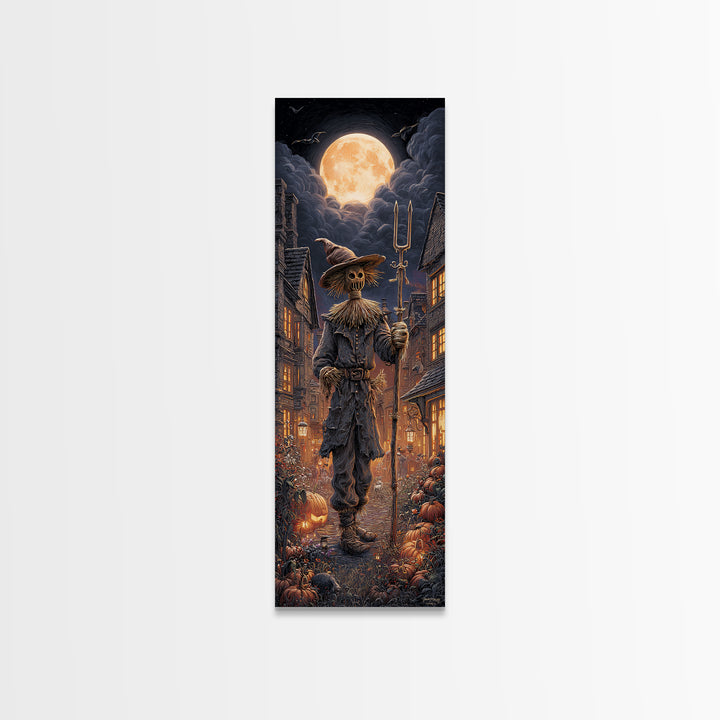 The Scarecrow Uprising, Tall Narrow Wall Art, Spooky Home Decor, Canvas Print, Halloween Wall Decor, Gothic Home Decor, Halloween Wall Art