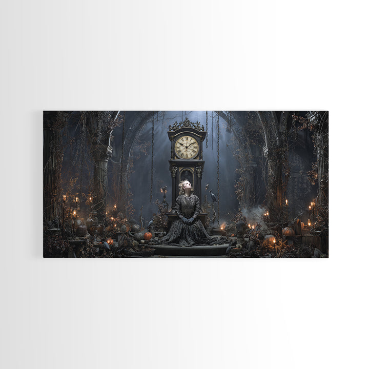 The Thirteenth Bell, Wide Panoramic Art, Macabre Wall Art, Framed Canvas Print, Halloween Wall Decor, Gothic Home Decor, Horror Wall Art