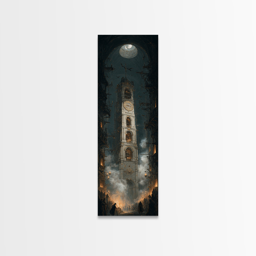The Thirteenth Bell, Tall Narrow Wall Art, Dark Halloween Decor, Canvas Print, Halloween Wall Decor, Gothic Home Decor, Dark Fantasy Art
