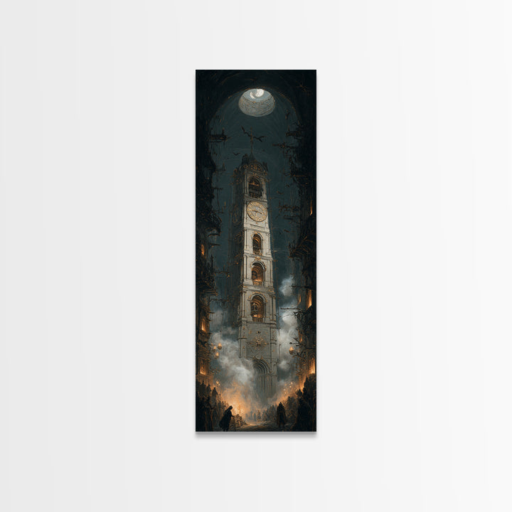 The Thirteenth Bell, Tall Narrow Wall Art, Dark Halloween Decor, Canvas Print, Halloween Wall Decor, Gothic Home Decor, Dark Fantasy Art