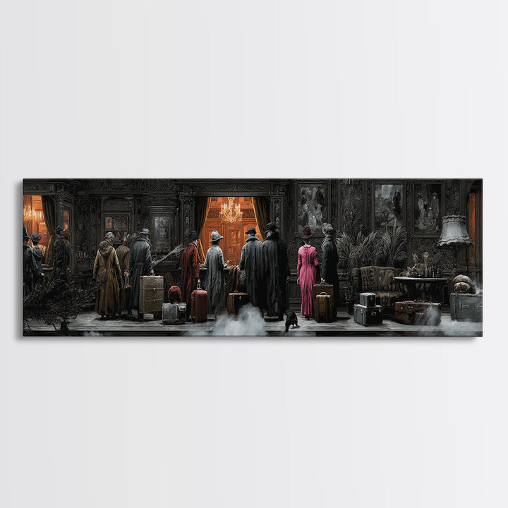 The Ghost Train Arrival, Extra Wide Wall Art, Spooky Home Decor, Canvas Print, Halloween Wall Decor, Gothic Home Decor