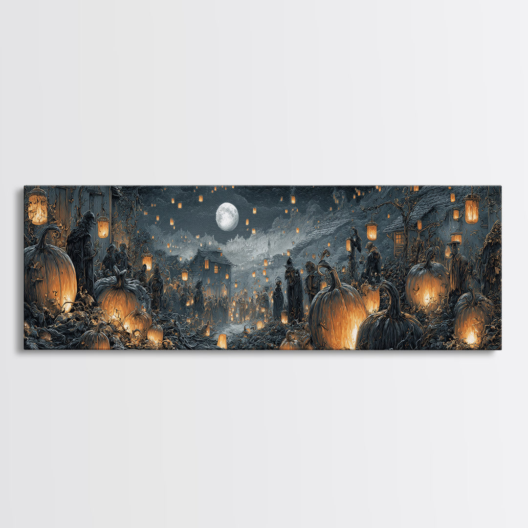 The First Frost Awakening, Extra Wide Wall Art, Gothic Horror Wall Art, Framed Canvas Print, Halloween Wall Decor, Gothic Home Decor