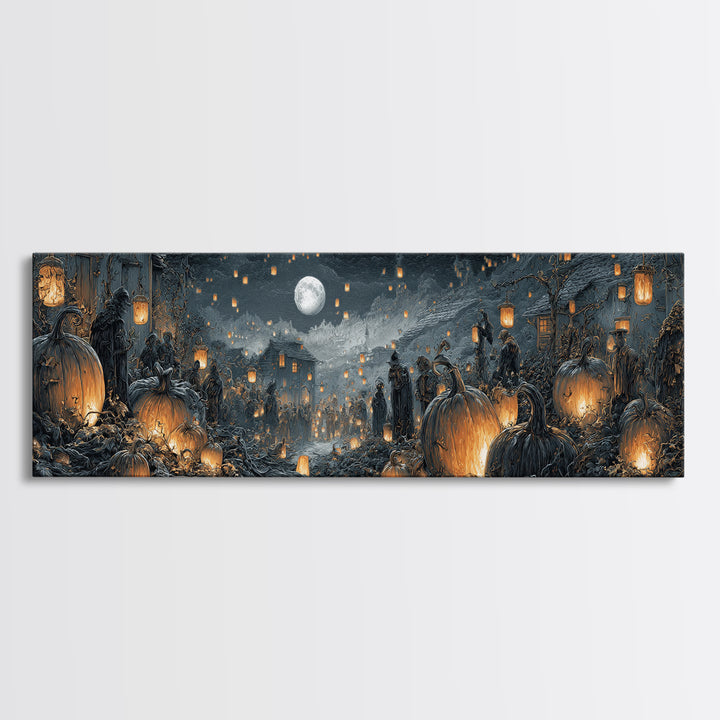 The First Frost Awakening, Extra Wide Wall Art, Gothic Horror Wall Art, Framed Canvas Print, Halloween Wall Decor, Gothic Home Decor