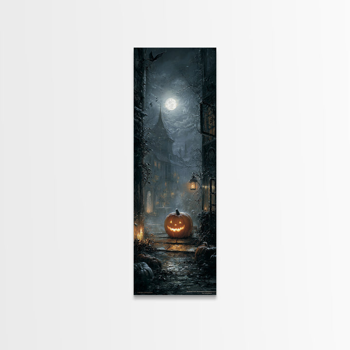 The First Frost Awakening, Tall Narrow Wall Art, Gothic Horror Wall Art, Framed Canvas Print, Halloween Wall Decor, Gothic Home Decor