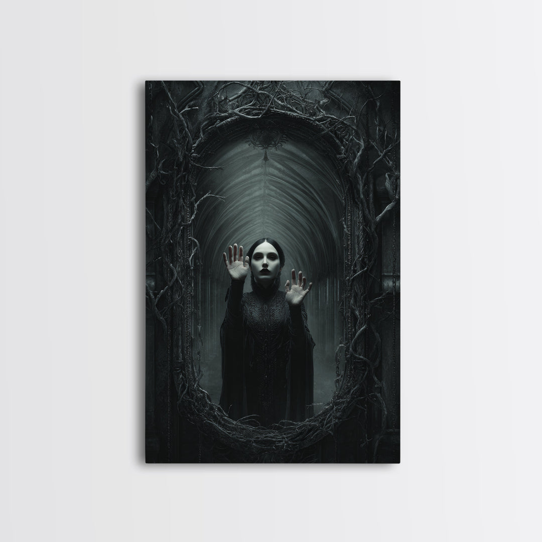 The Cursed Mirror, Vertical Wall Art, Dark Halloween Decor, Canvas Print, Halloween Wall Decor, Gothic Home Decor, Collectible Wall Decor