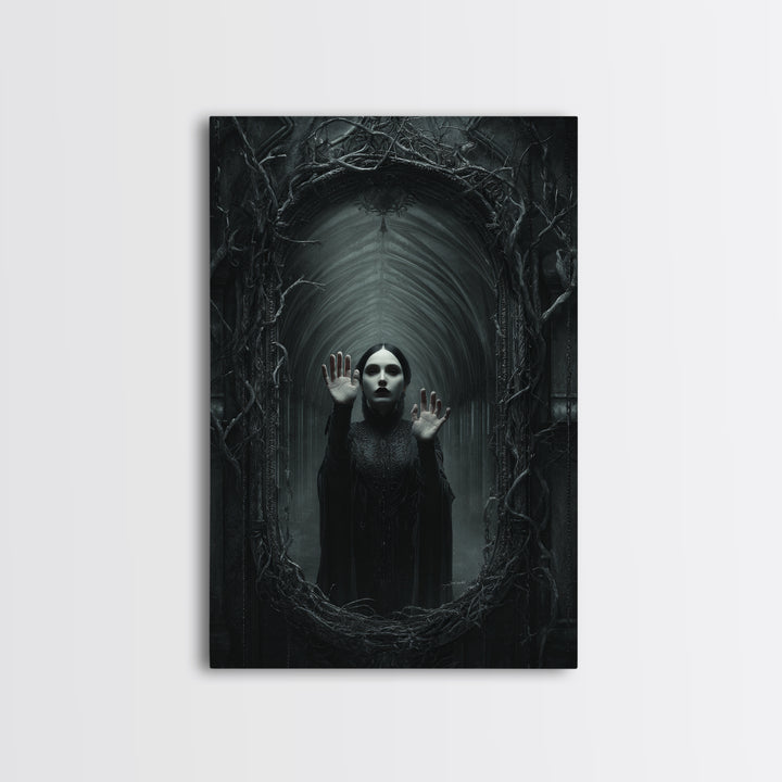 The Cursed Mirror, Vertical Wall Art, Dark Halloween Decor, Canvas Print, Halloween Wall Decor, Gothic Home Decor, Collectible Wall Decor