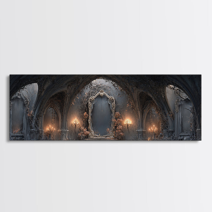 The Cursed Mirror, Extra Wide Wall Art, Gothic Horror Wall Art, Framed Canvas Print, Halloween Wall Decor, Gothic Home Decor