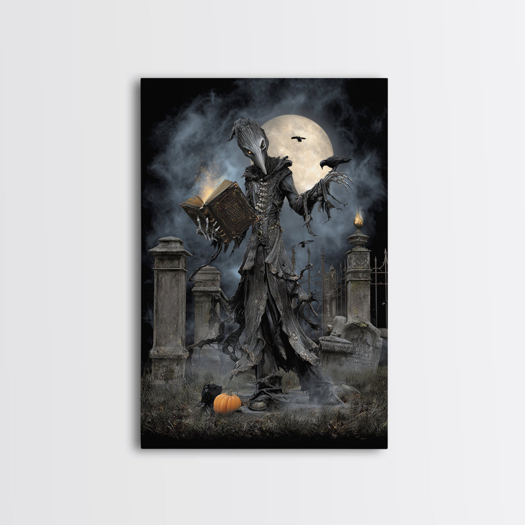 The Living Spellbook, Vertical Wall Art, Dark Fantasy Wall Art, Canvas Print, Halloween Wall Decor, Gothic Home Decor, Seasonal Home Decor