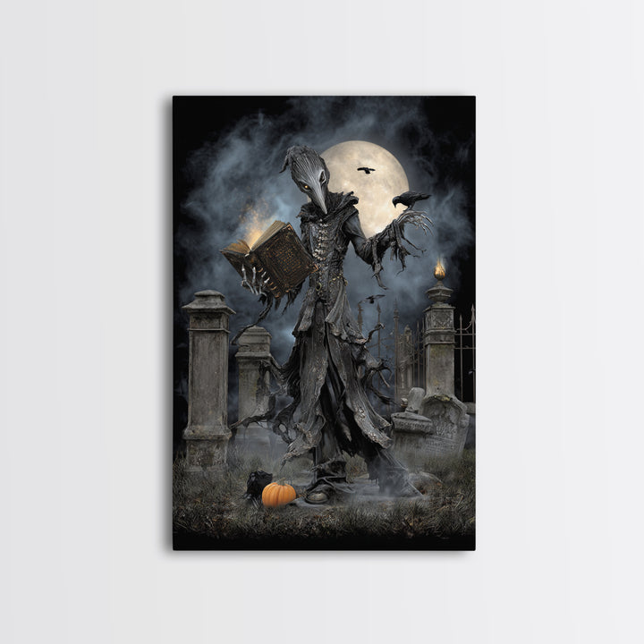 The Living Spellbook, Vertical Wall Art, Dark Fantasy Wall Art, Canvas Print, Halloween Wall Decor, Gothic Home Decor, Seasonal Home Decor