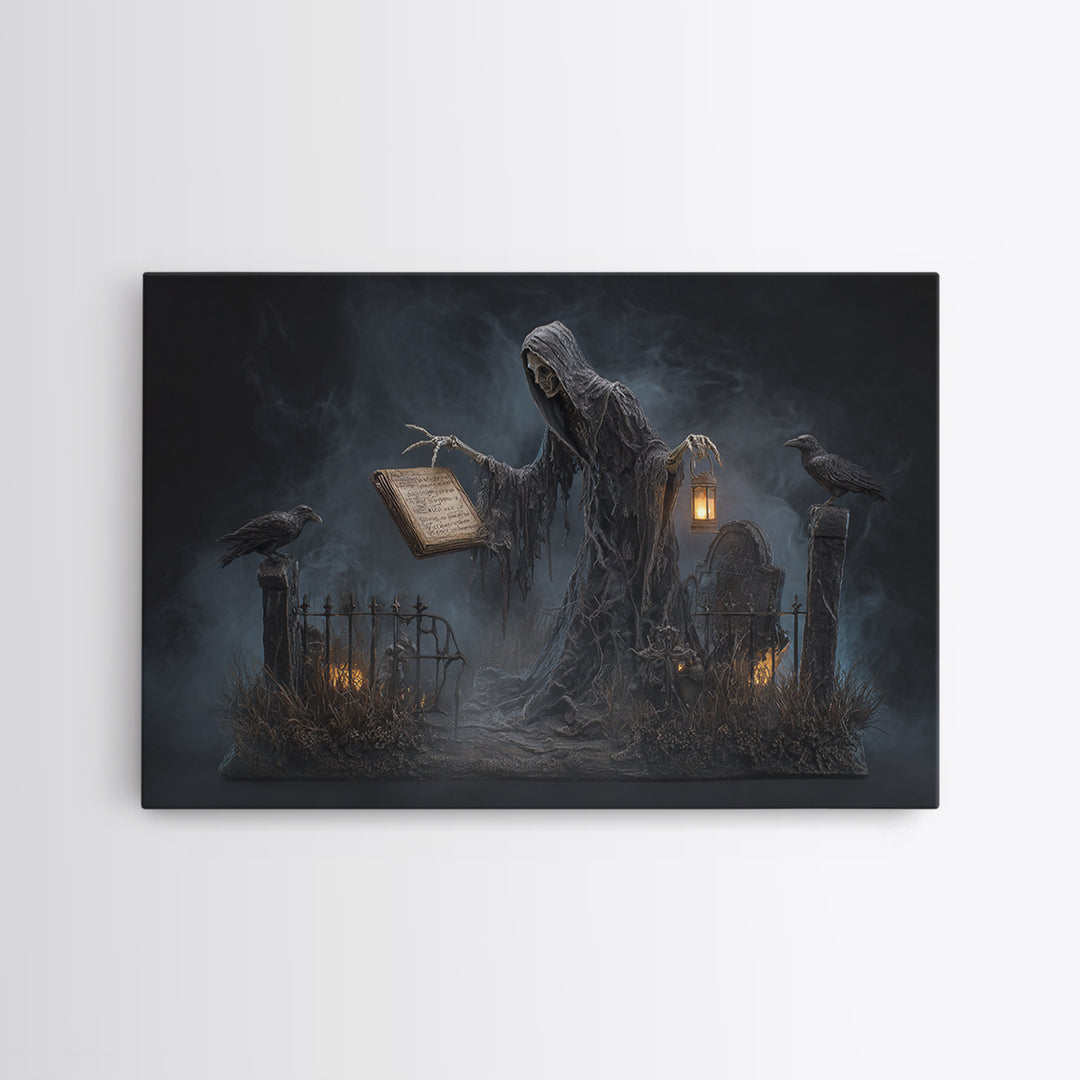 The Living Spellbook, Landscape Wall Art, Haunted Gothic Art, Framed Canvas Print, Halloween Wall Decor, Gothic Home Decor