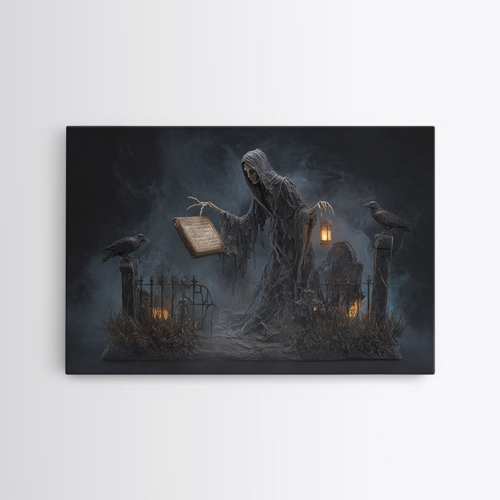 The Living Spellbook, Landscape Wall Art, Haunted Gothic Art, Framed Canvas Print, Halloween Wall Decor, Gothic Home Decor