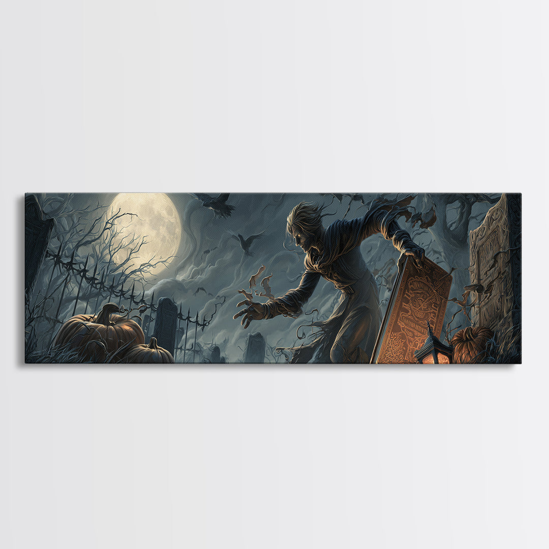 The Living Spellbook, Extra Wide Wall Art, Dark Halloween Decor, Canvas Print, Halloween Wall Decor, Gothic Home Decor, Spooky Wall Decor
