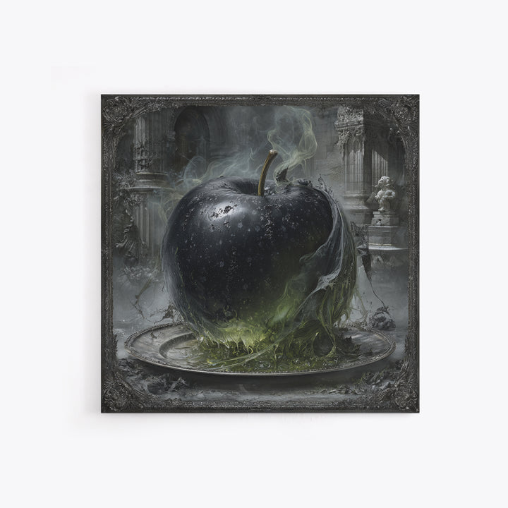 The Poisoned Apple, Square Wall Art, Spooky Home Decor, Canvas Print, Halloween Wall Decor, Gothic Home Decor, Dark Fantasy Art