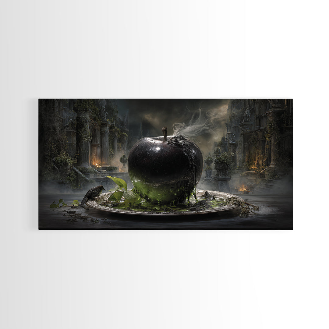 The Poisoned Apple, Wide Panoramic Art, Dark Fantasy Wall Art, Canvas Print, Halloween Wall Decor, Gothic Home Decor, Horror Wall Art