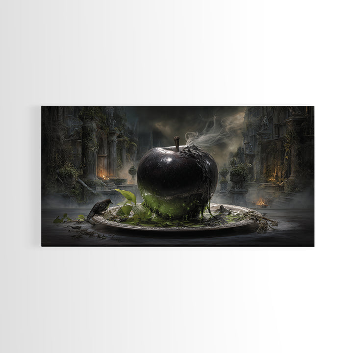 The Poisoned Apple, Wide Panoramic Art, Dark Fantasy Wall Art, Canvas Print, Halloween Wall Decor, Gothic Home Decor, Horror Wall Art
