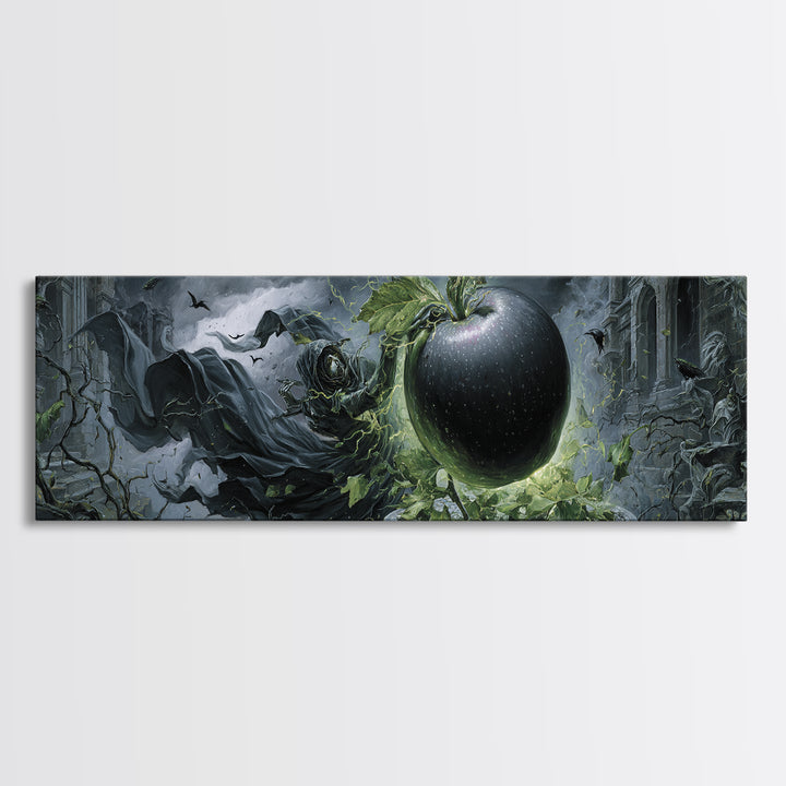 The Poisoned Apple, Extra Wide Wall Art, Dark Fantasy Wall Art, Canvas Print, Halloween Wall Decor, Gothic Home Decor, Statement Wall Art