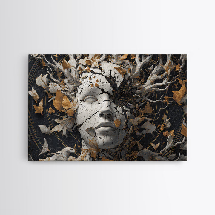 The Cracked Porcelain Mask, Landscape Wall Art, Spooky Home Decor, Canvas Print, Halloween Wall Decor, Gothic Home Decor, Horror Wall Art