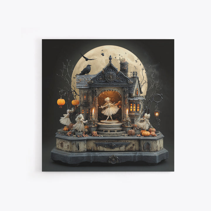 The Haunted Music Box, Square Wall Art, Dark Halloween Decor, Canvas Print, Halloween Wall Decor, Gothic Home Decor, Spooky Wall Decor