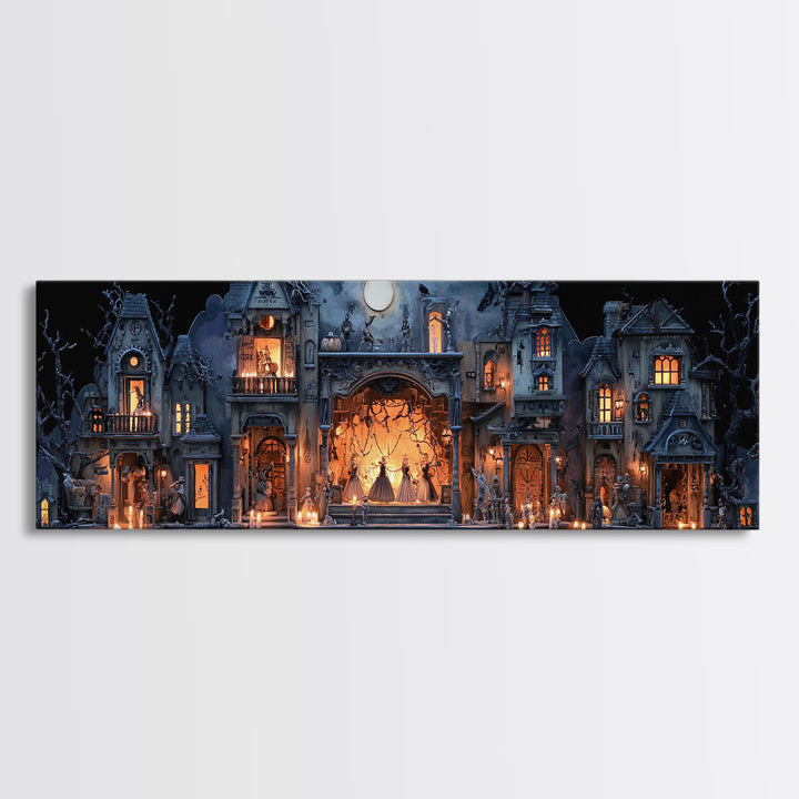 The Haunted Music Box, Extra Wide Wall Art, Spooky Home Decor, Canvas Print, Halloween Wall Decor, Gothic Home Decor, Horror Wall Art