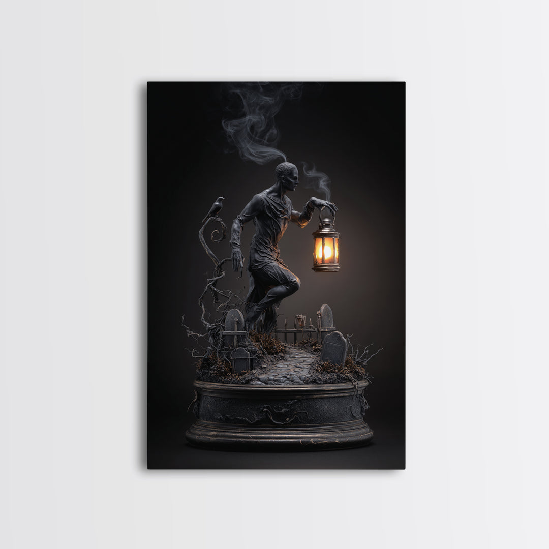 The Black Wax Candle, Vertical Wall Art, Dark Halloween Decor, Canvas Print, Halloween Wall Decor, Gothic Home Decor, Horror Wall Art
