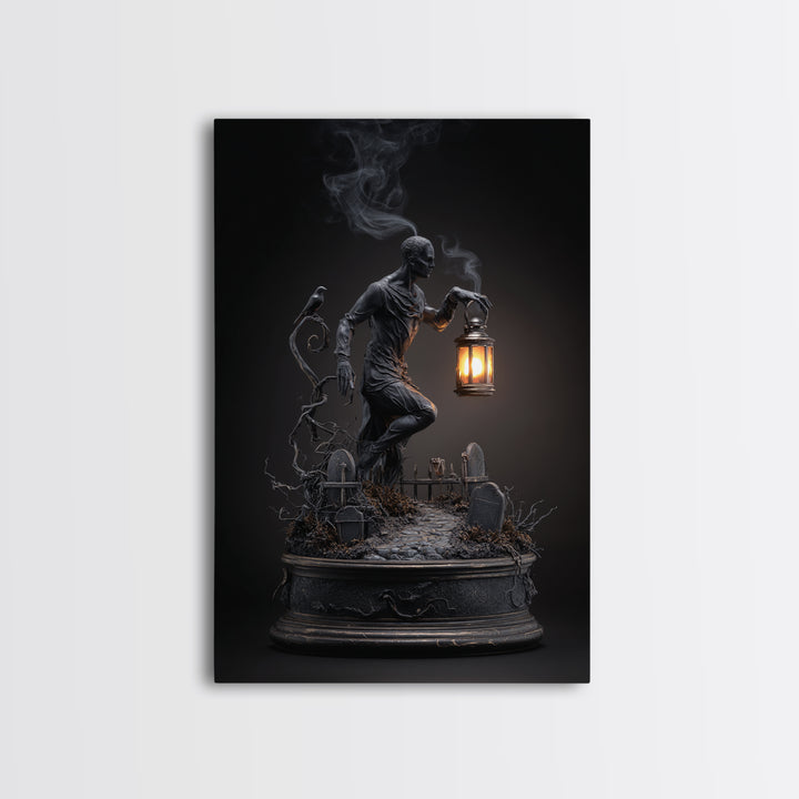 The Black Wax Candle, Vertical Wall Art, Dark Halloween Decor, Canvas Print, Halloween Wall Decor, Gothic Home Decor, Horror Wall Art