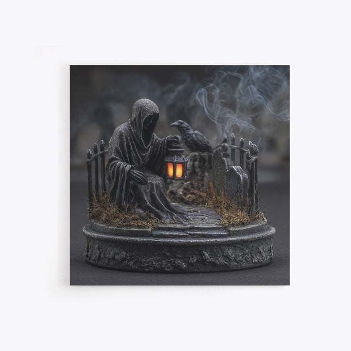 The Black Wax Candle, Square Wall Art, Haunted Gothic Art, Framed Canvas Print, Halloween Wall Decor, Gothic Home Decor, Halloween Wall Art