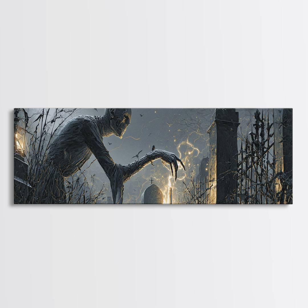 The Black Wax Candle, Extra Wide Wall Art, Dark Fantasy Wall Art, Canvas Print, Halloween Wall Decor, Gothic Home Decor, Statement Wall Art