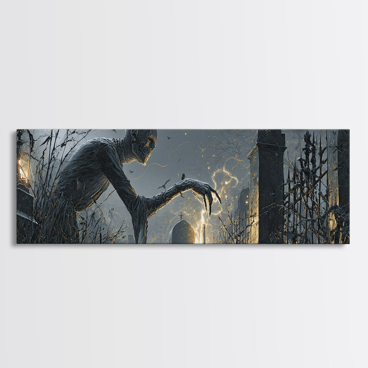 The Black Wax Candle, Extra Wide Wall Art, Dark Fantasy Wall Art, Canvas Print, Halloween Wall Decor, Gothic Home Decor, Statement Wall Art
